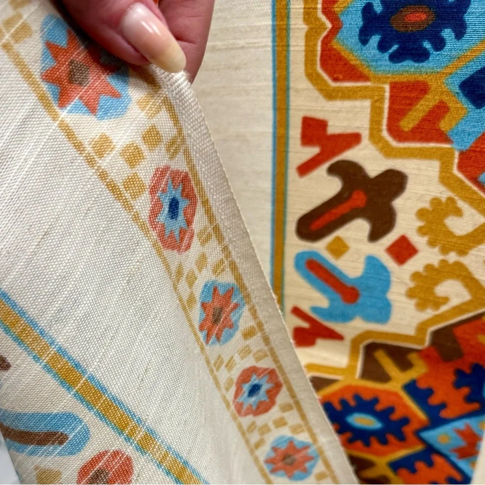 Vintage Southwestern Geometric Curtain Panel Earth Tone Boho 1960s Mod Aesthetic